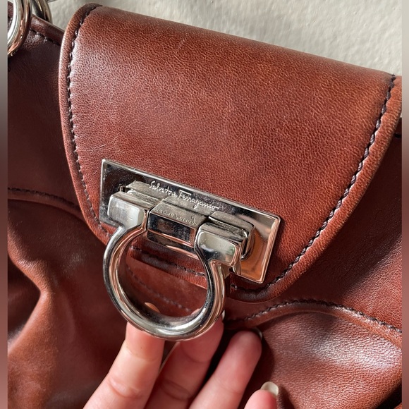 SOLD Deep Chocolate Brown Leather Salvatore Ferragamo Marisa - Picture 4 of 14